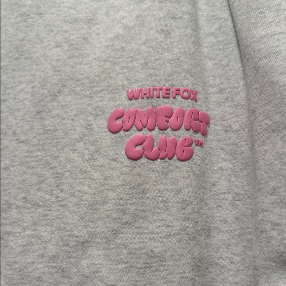 White Fox Boutique Gray Pink Logo Hoodie Boxy Cozy Oversized Warm Outdoor L/XL - Picture 3 of 13
